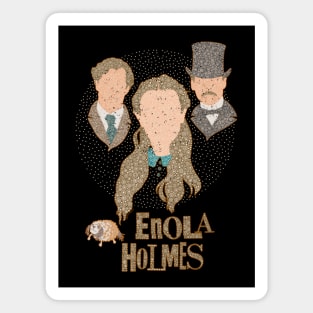 Enola Holmes Characters Minimalist Portraits Circle Design Magnet